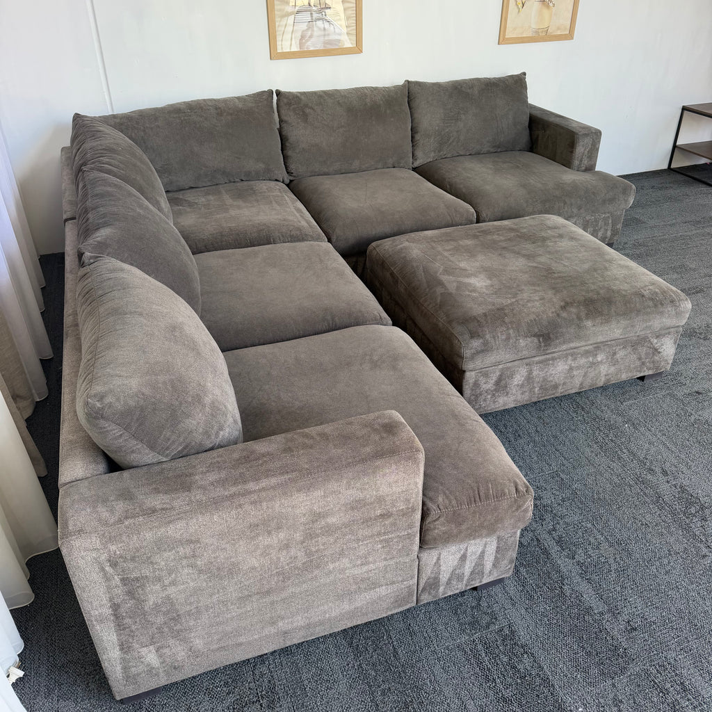 Harvey Norman 6 Seater Deep Corner Sofa with Ottoman