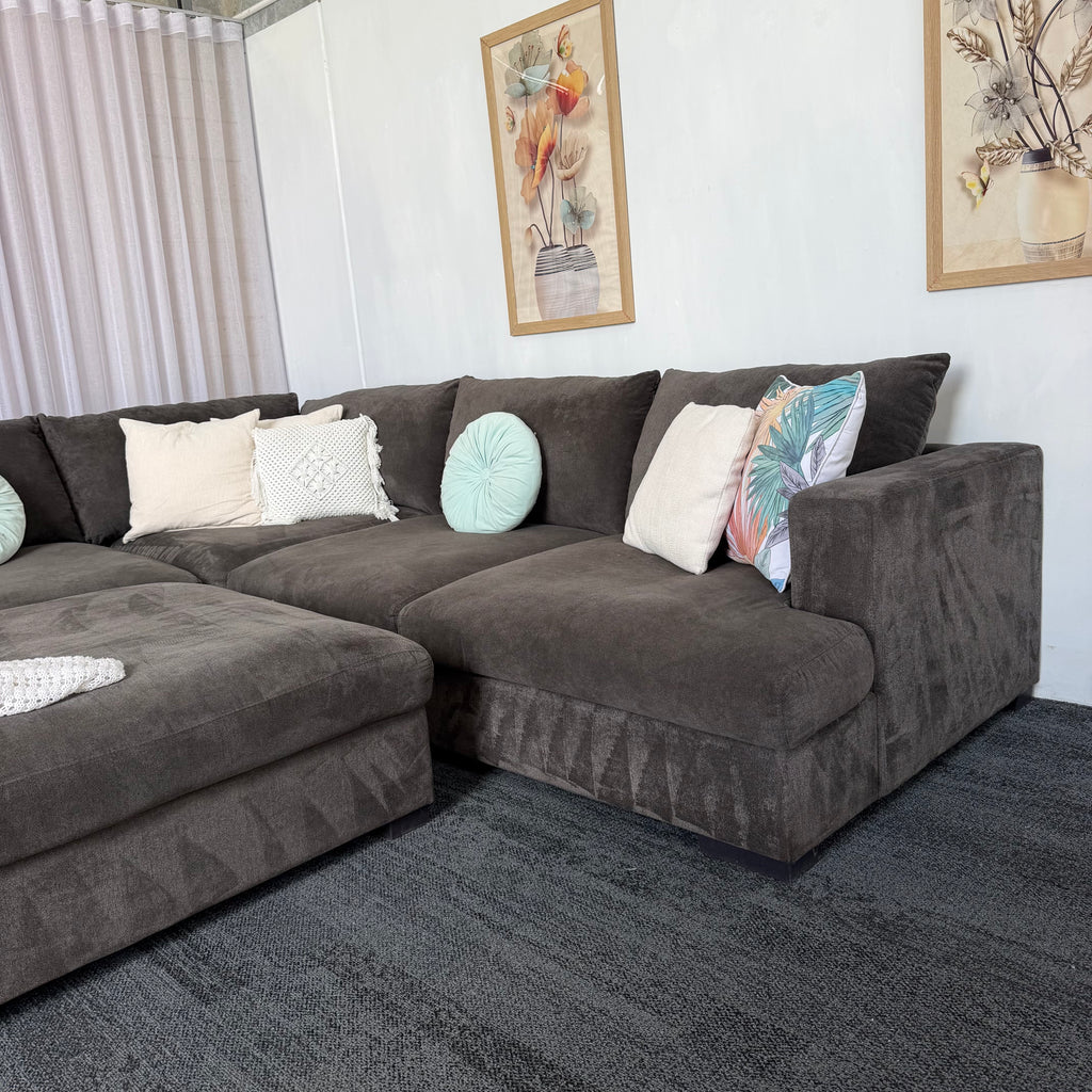Harvey Norman 6 Seater Deep Corner Sofa with Ottoman