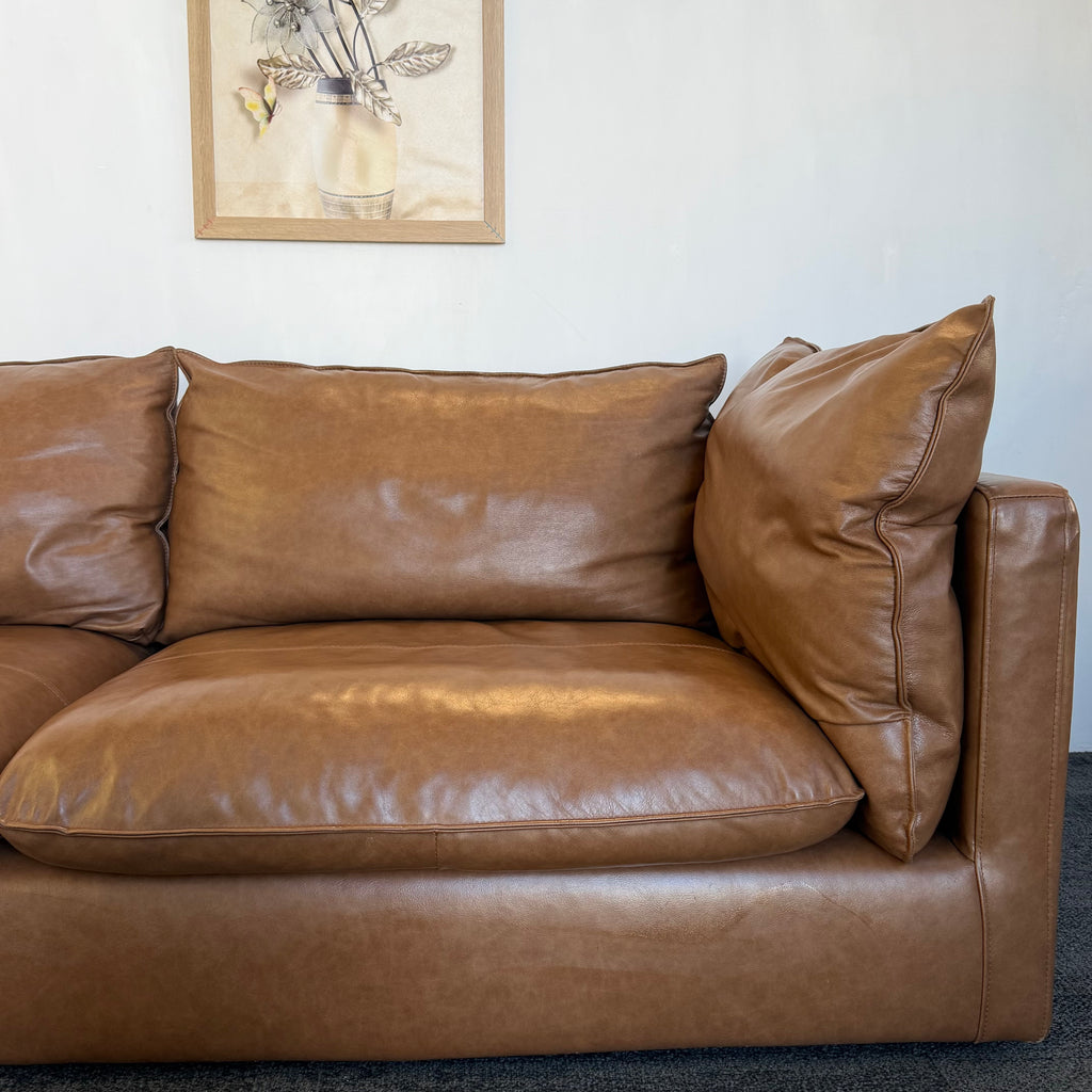 Freedom Sorrento Brown Genuine Leather 5.5 Seater Sofa with Chaise