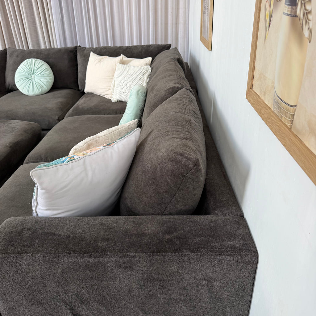 Harvey Norman 6 Seater Deep Corner Sofa with Ottoman