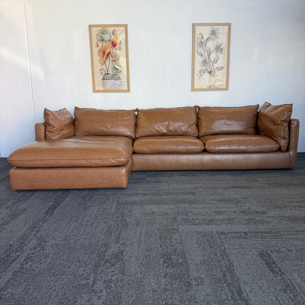 Freedom Sorrento Brown Genuine Leather 5.5 Seater Sofa with Chaise