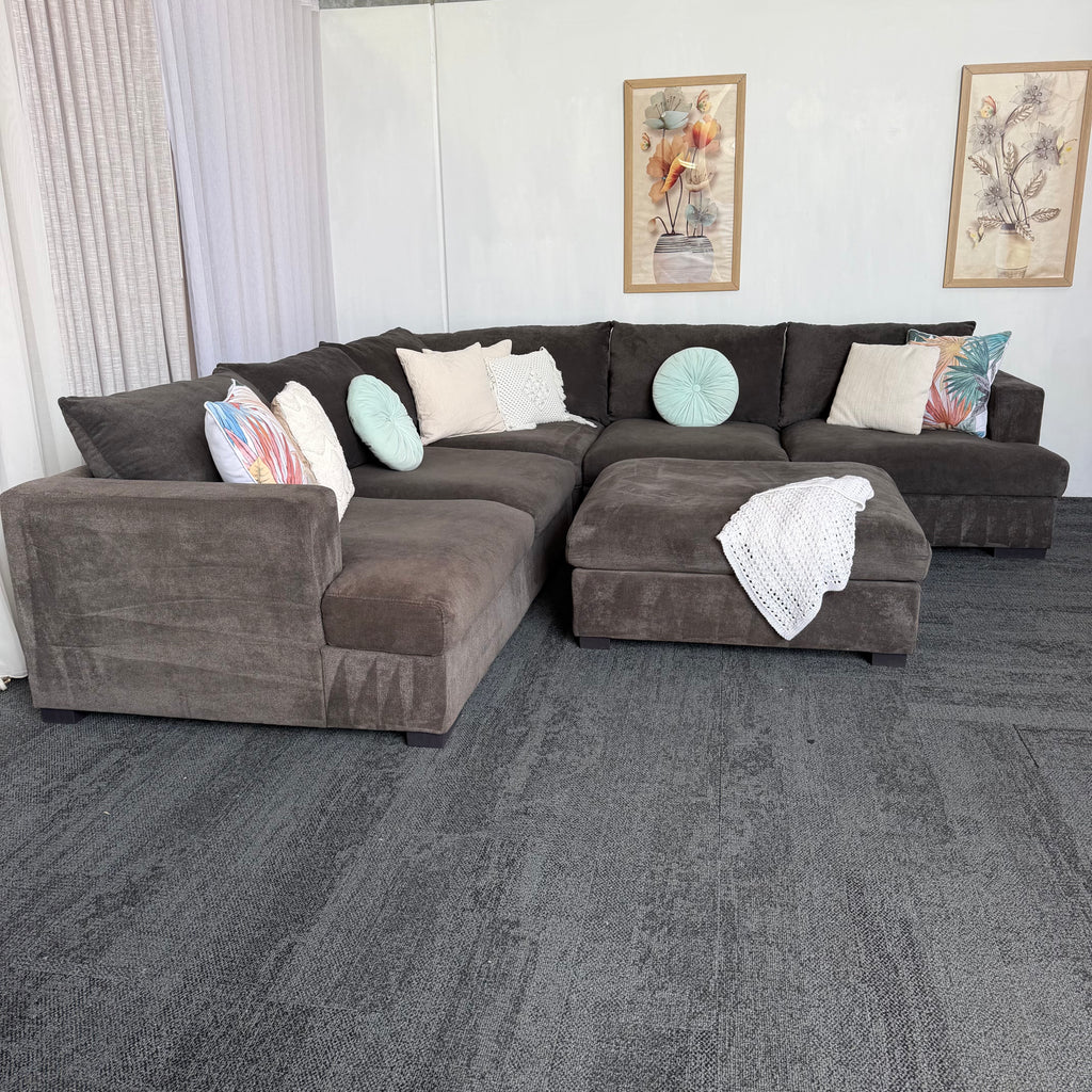 Harvey Norman 6 Seater Deep Corner Sofa with Ottoman
