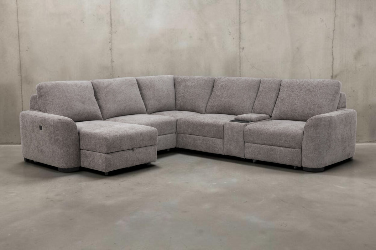 Alto 7 piece power modular sofa with storage chaise, brand new at Cloud Living Perth
