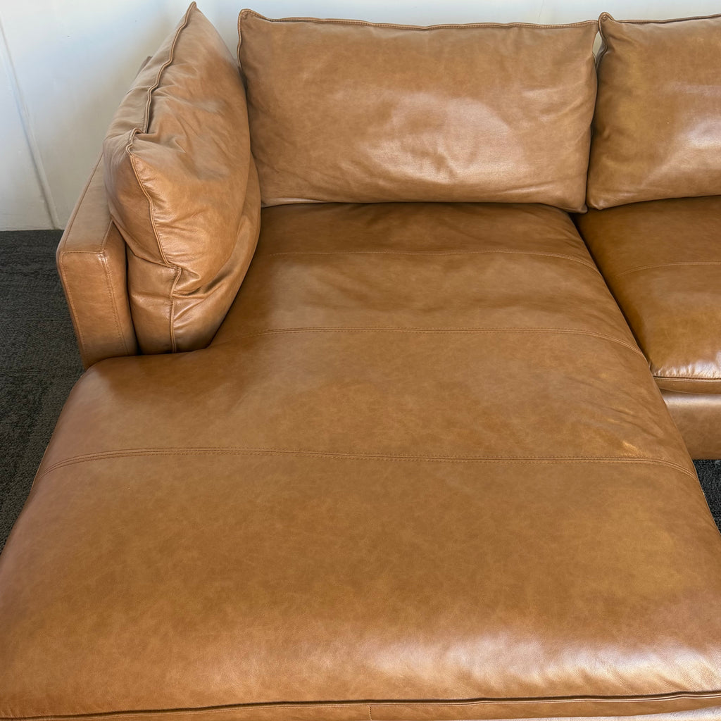 Freedom Sorrento Brown Genuine Leather 5.5 Seater Sofa with Chaise
