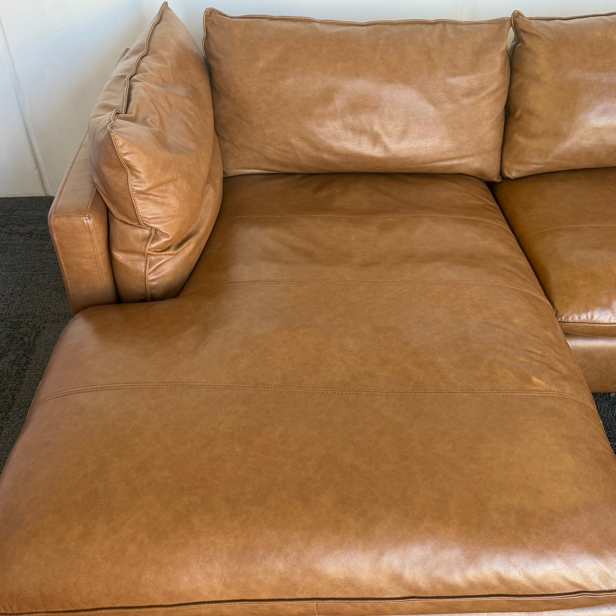 Freedom Sorrento Brown Genuine Leather 5.5 Seater Sofa with Chaise