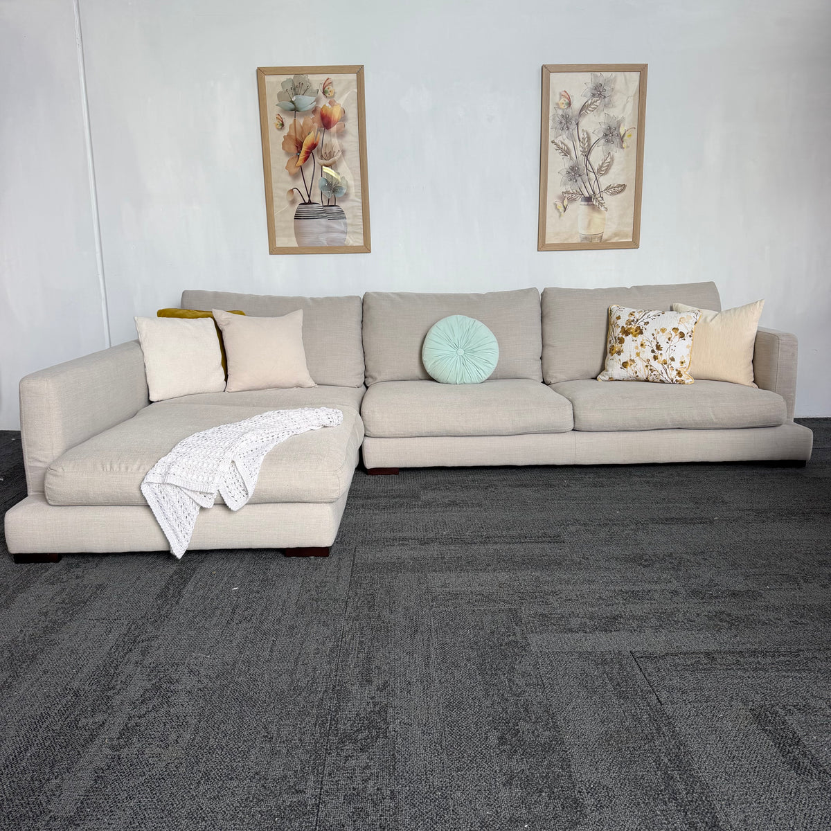 Freedom Long Island 5.5 Seater Feather Filled Couch with Chaise