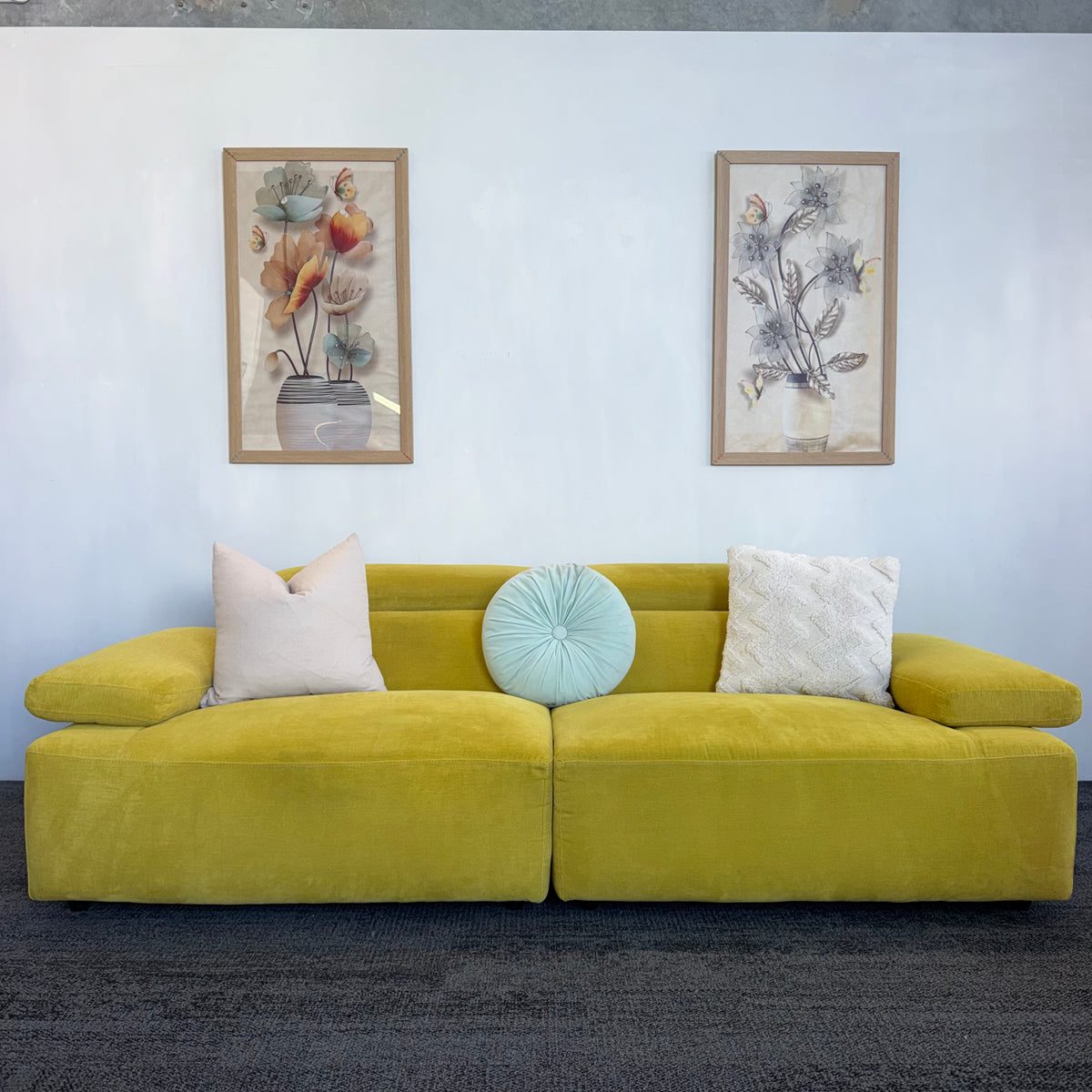 Nick Scali Valeria Mustard 2.5 Seater Sofa Set – 2 Sofas
