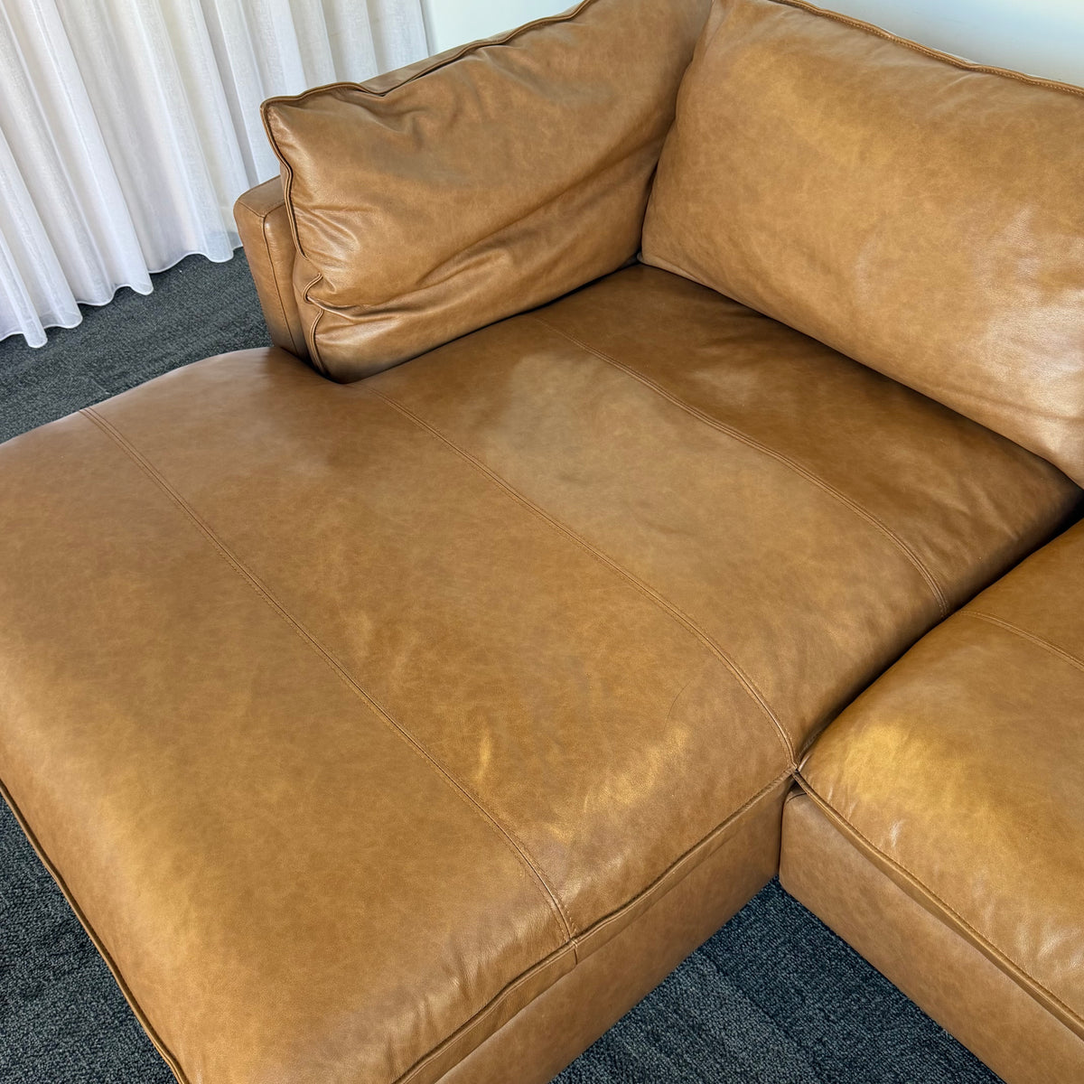 Freedom Sorrento Brown Genuine Leather 5.5 Seater Sofa with Chaise