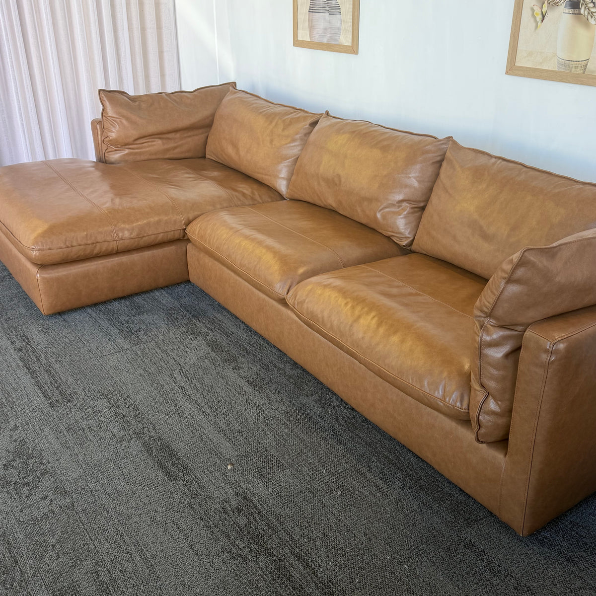 Freedom Sorrento Brown Genuine Leather 5.5 Seater Sofa with Chaise