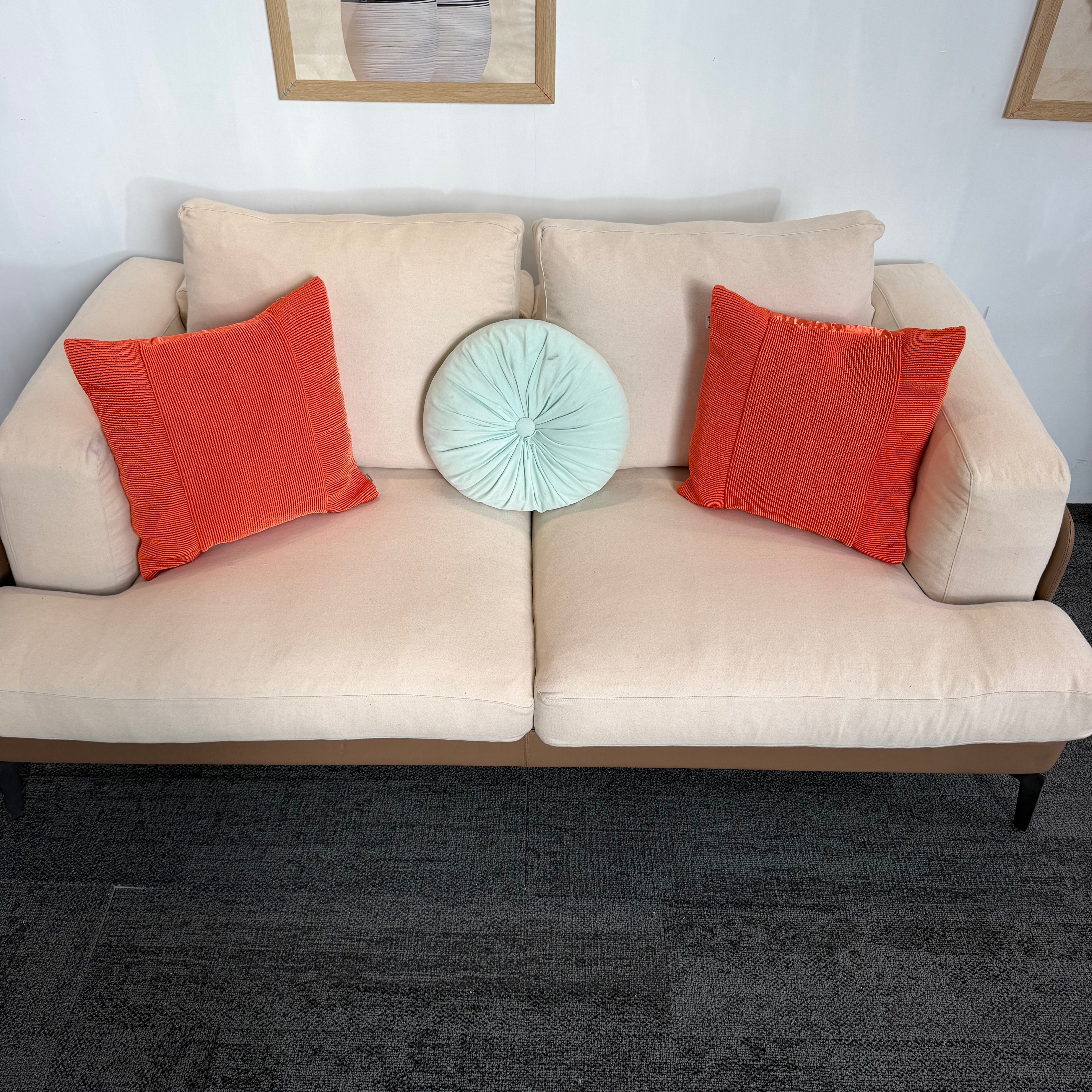 Designer 2-Tone Leather & Felt Fabric Couch Set – 3 + 2 + 1
