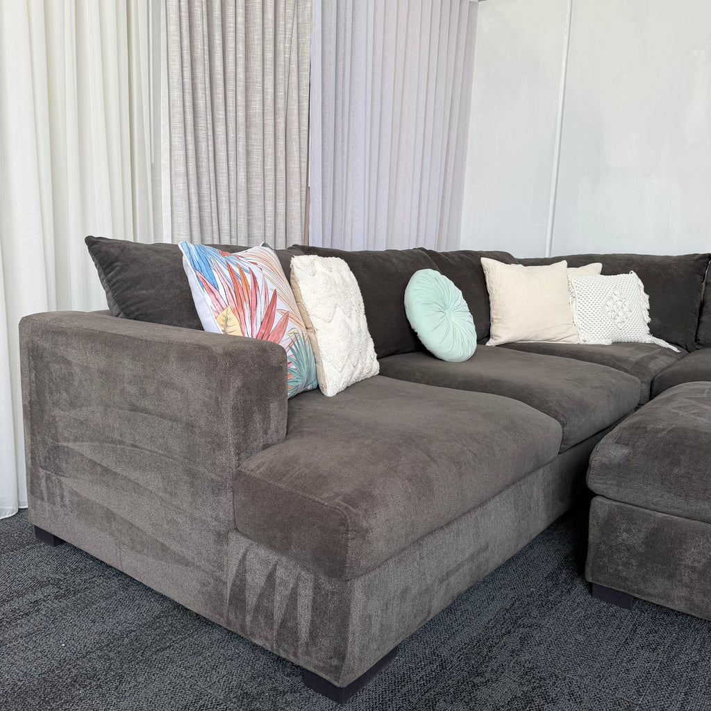 Harvey Norman 6 Seater Deep Corner Sofa with Ottoman