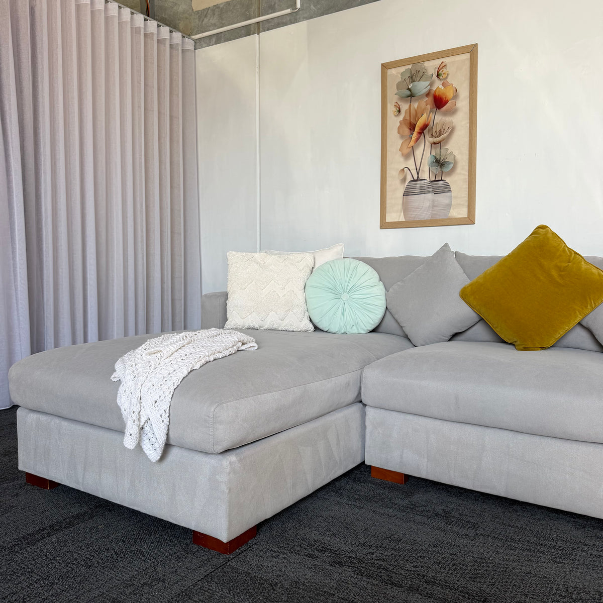 Furniture Gallery Monaco 3.5 Seater Feather-Filled Sofa with Chaise