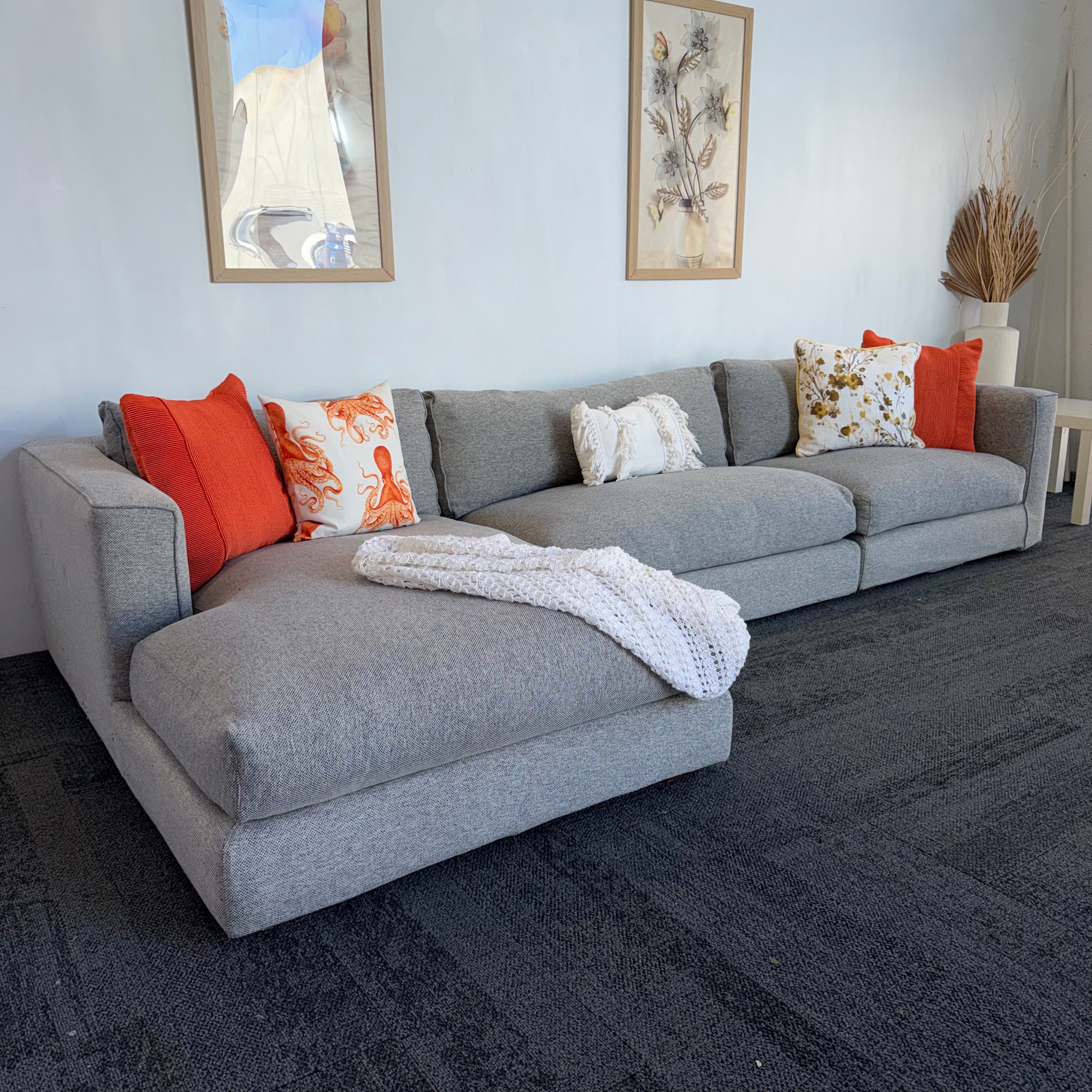 Long Island 5.5 Seater Cotton Filled Couch with Chaise – Cloud Comfort