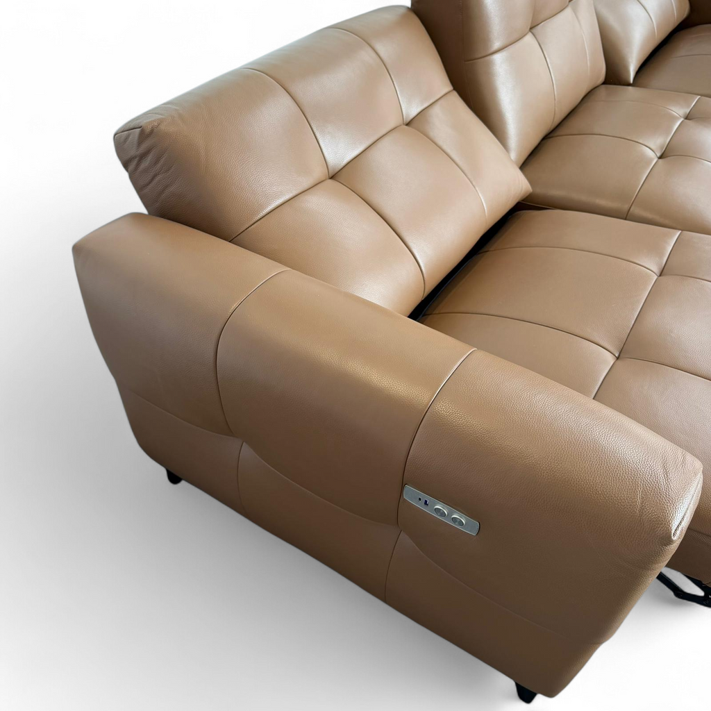 Celeste Recliner Sofa — Tan Leather 3 Seater