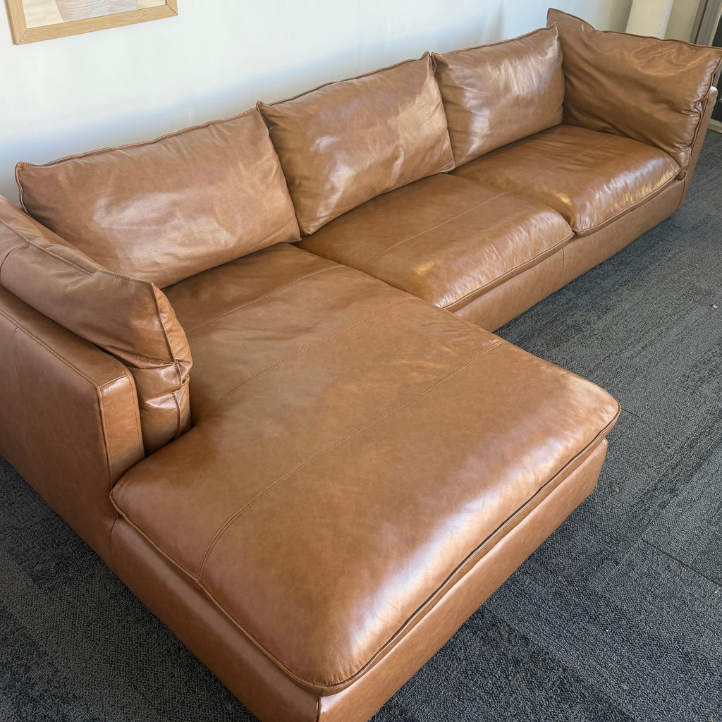 Freedom Sorrento Brown Genuine Leather 5.5 Seater Sofa with Chaise