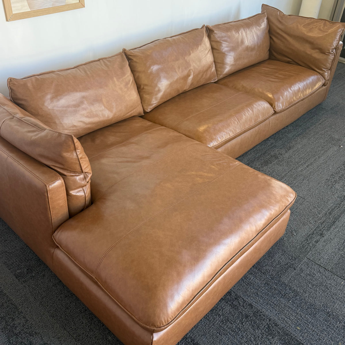 Freedom Sorrento Brown Genuine Leather 5.5 Seater Sofa with Chaise