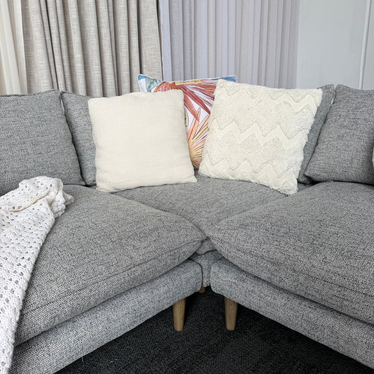 Nick Scali 4 Seater Feather Filled Couch – Right-Hand Chaise