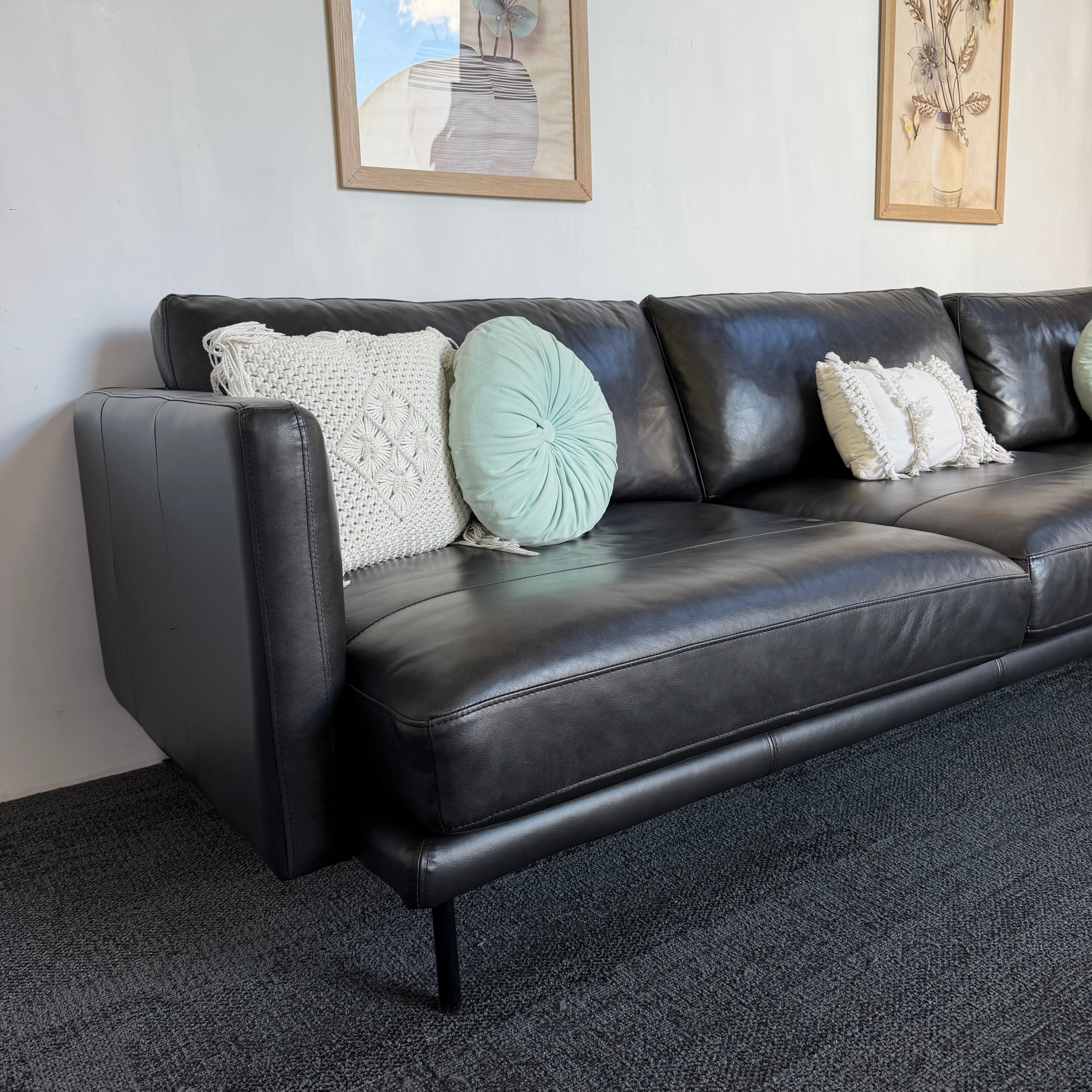 Furniture Gallery Brooklyn Genuine Leather 5.5 Seater Sofa with Chaise