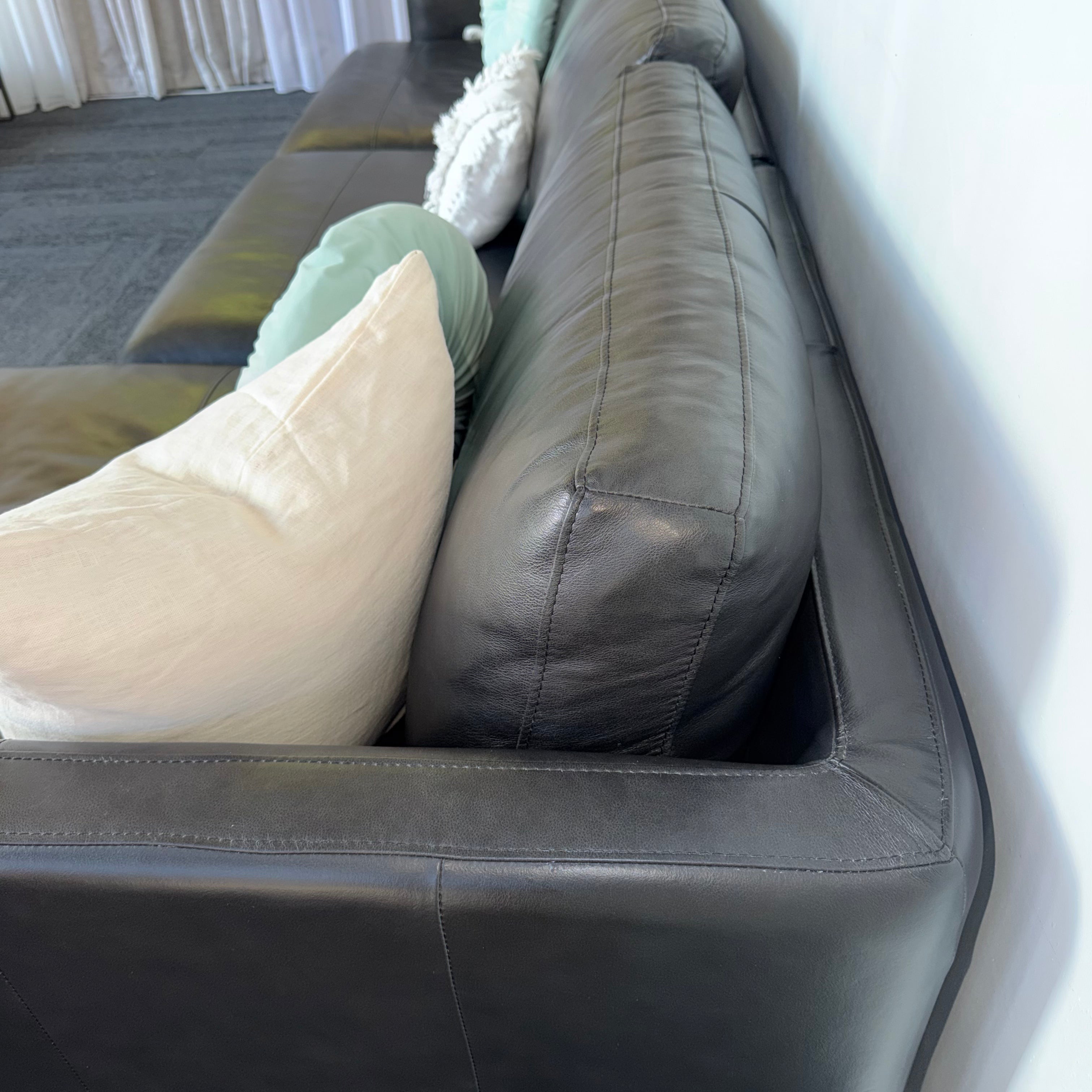Furniture Gallery Brooklyn Genuine Leather 5.5 Seater Sofa with Chaise