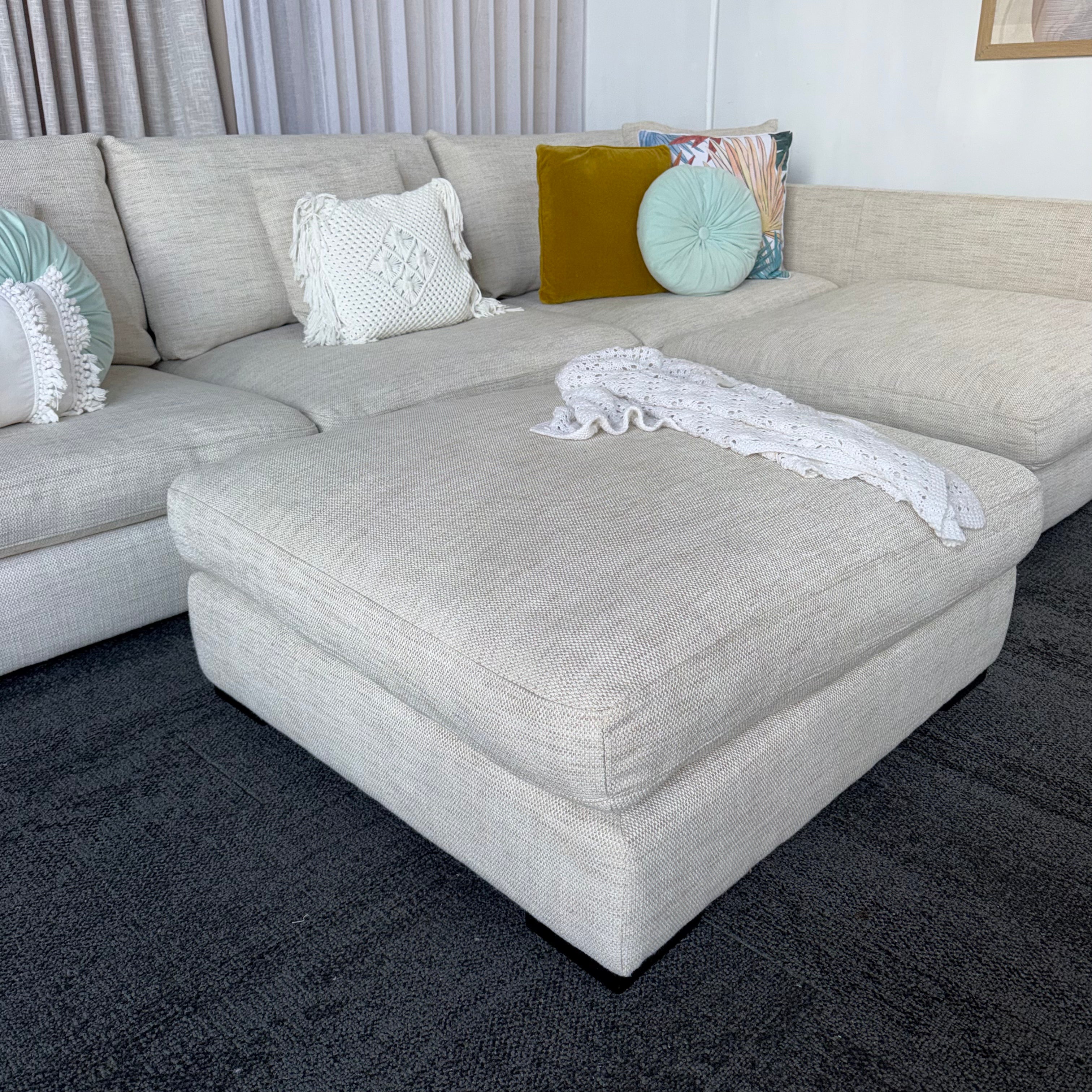 Freedom Long Island 5.5 Seater Feather-Filled Couch with Chaise & Ottoman