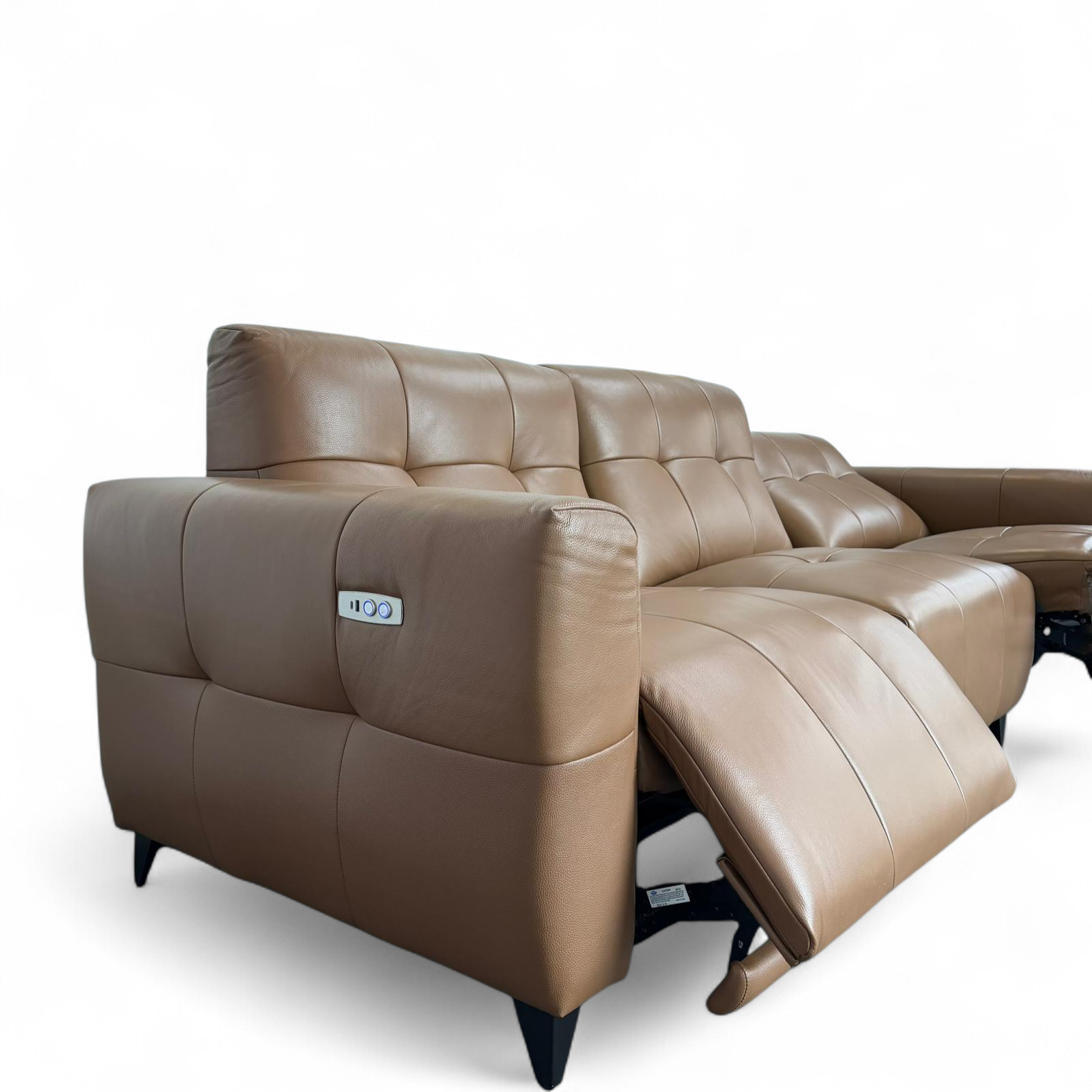 Celeste Recliner Sofa — Tan Leather 3 Seater