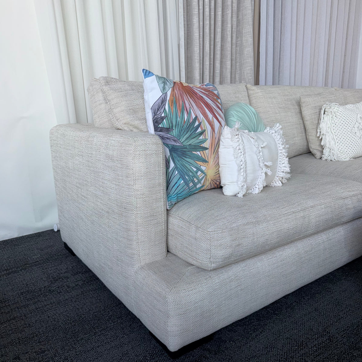 Freedom Long Island 5.5 Seater Feather-Filled Couch with Chaise & Ottoman