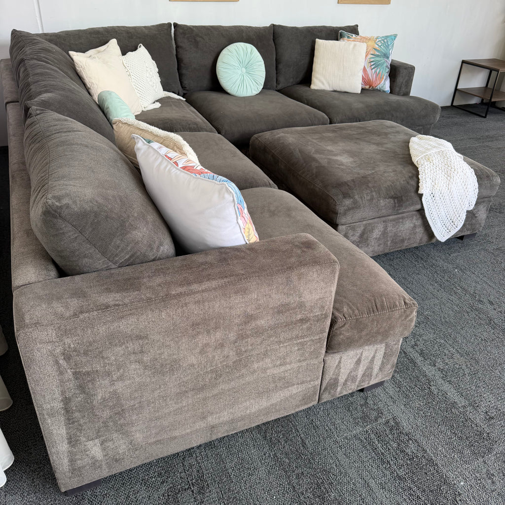 Harvey Norman 6 Seater Deep Corner Sofa with Ottoman