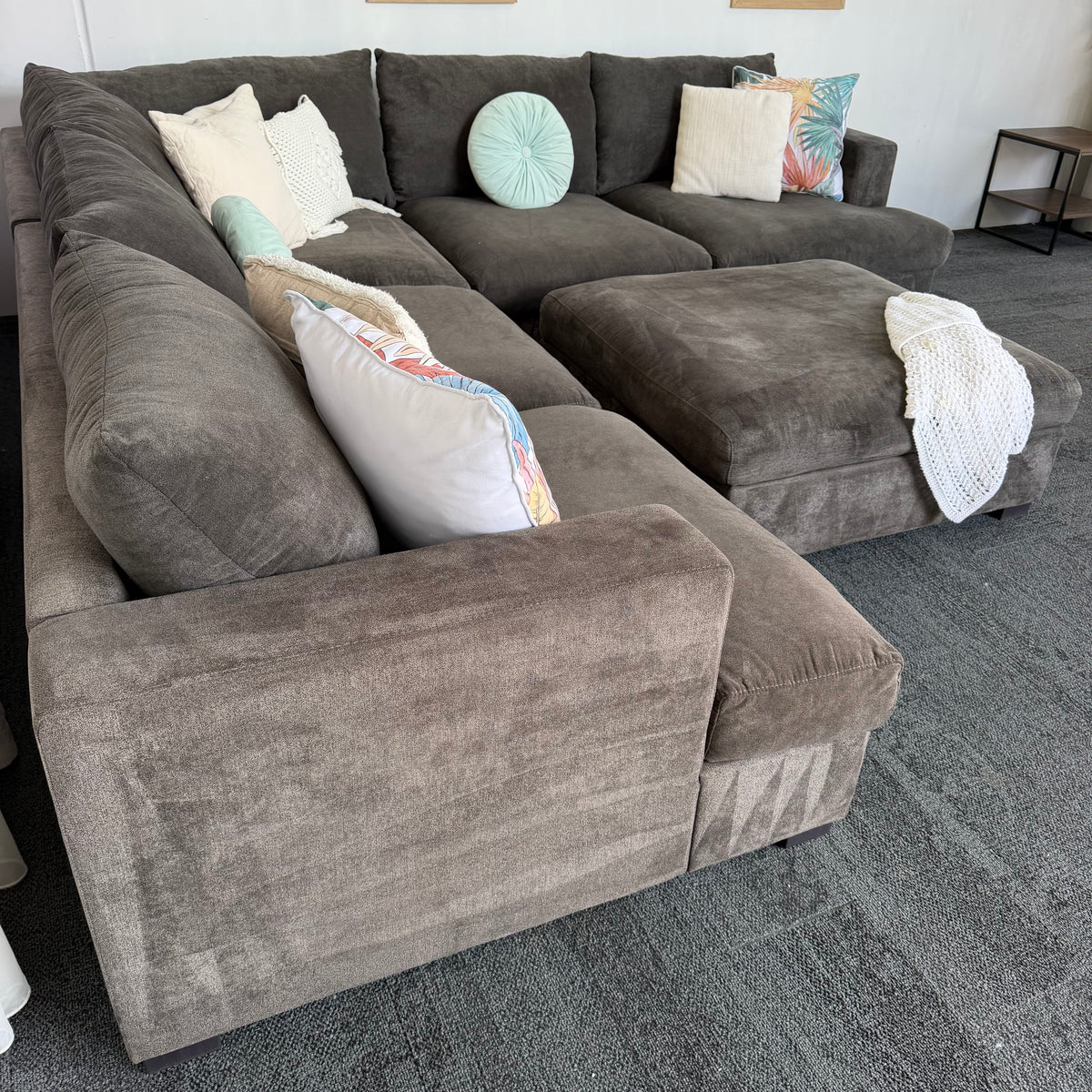 Harvey Norman 6 Seater Deep Corner Sofa with Ottoman