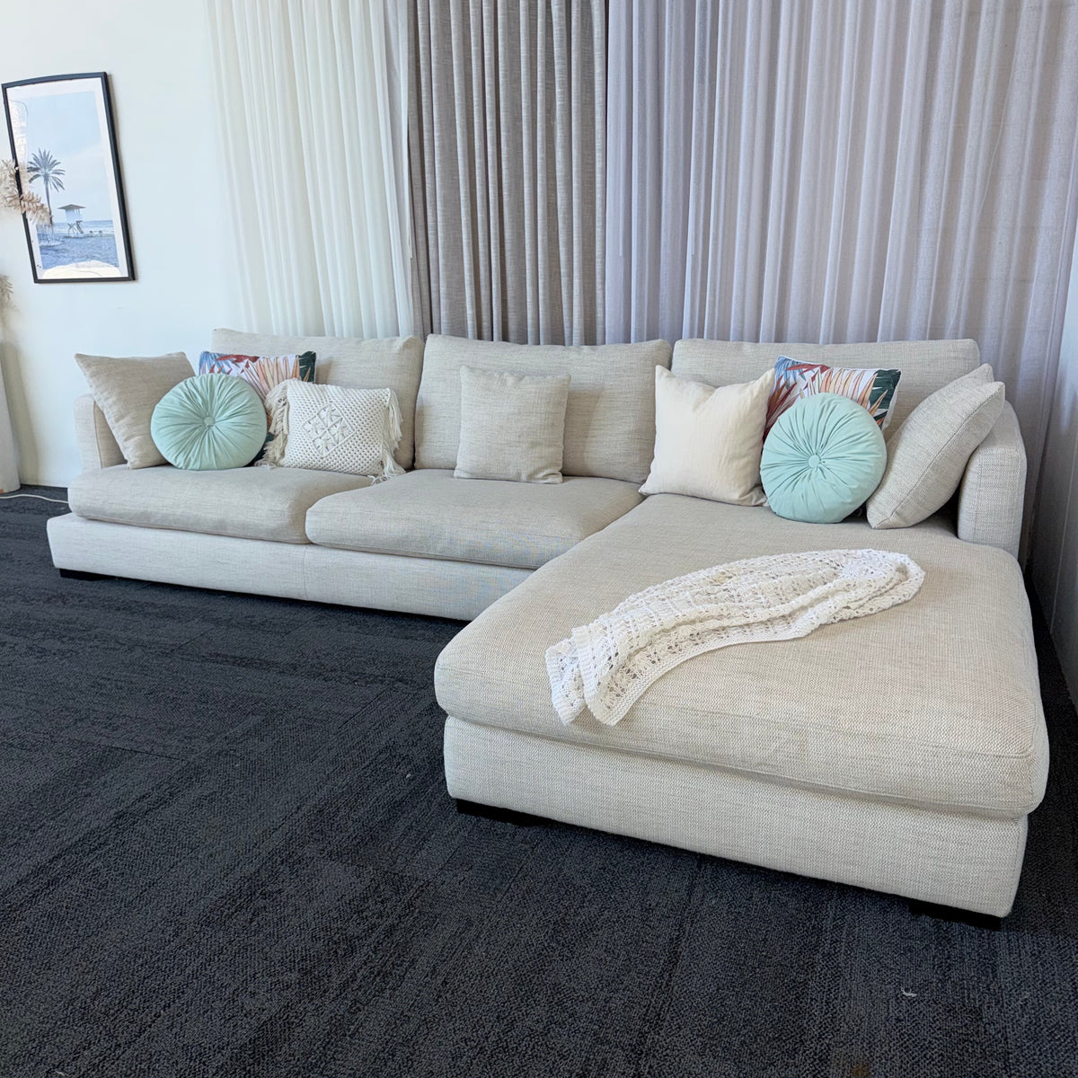 Freedom Hamilton 5.5 Seater Feather Filled Couch with Chaise