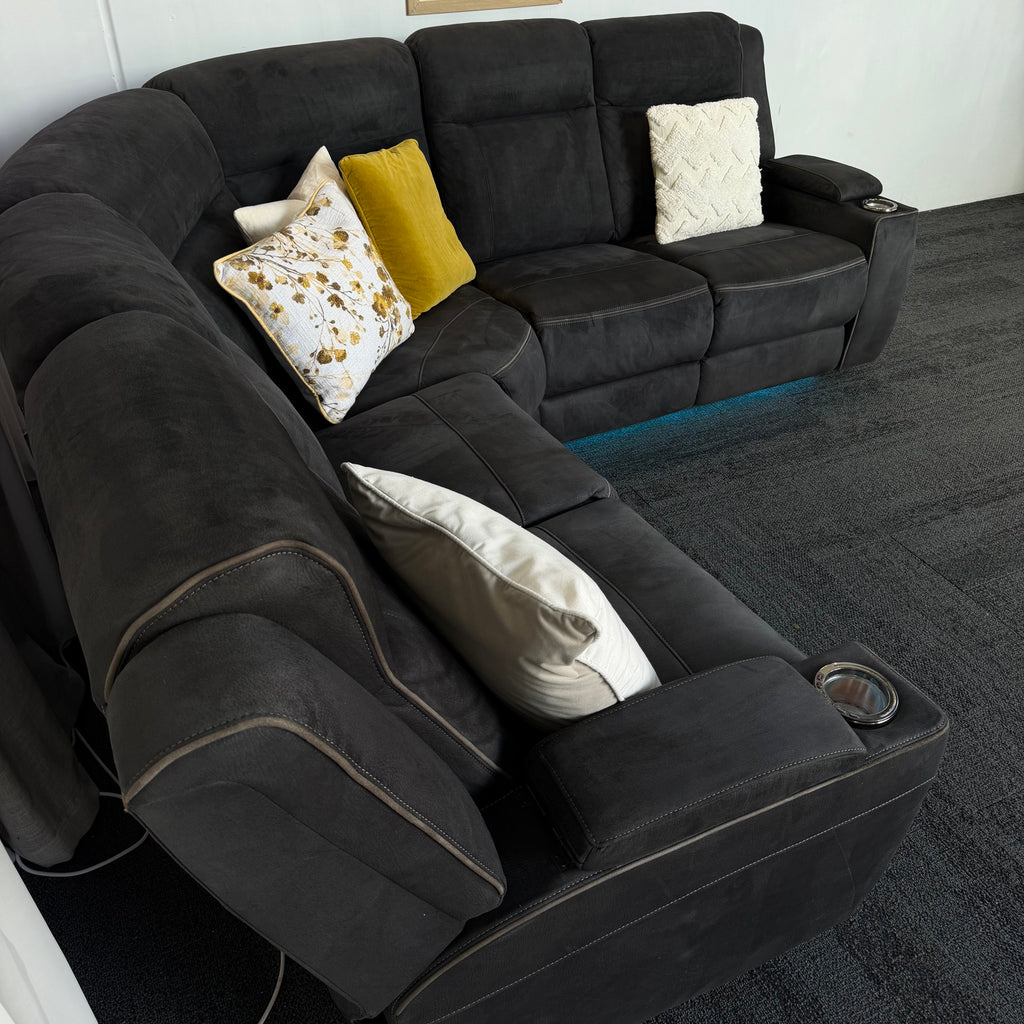 Modern Corner Lounge Suite – Electric Recliner with USB Charger