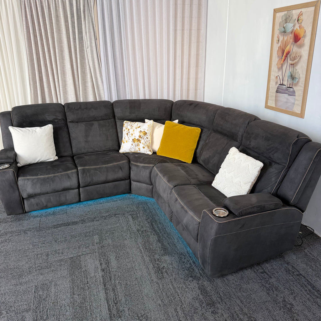 Modern Corner Lounge Suite – Electric Recliner with USB Charger