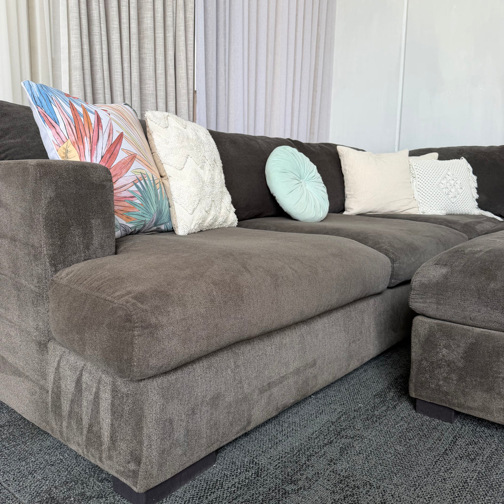 Harvey Norman 6 Seater Deep Corner Sofa with Ottoman