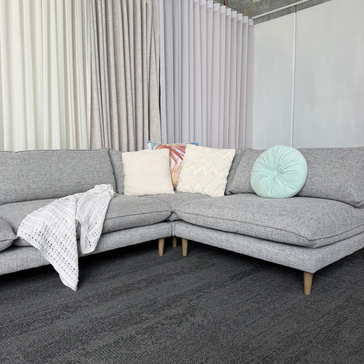 Nick Scali 4 Seater Feather Filled Couch – Right-Hand Chaise