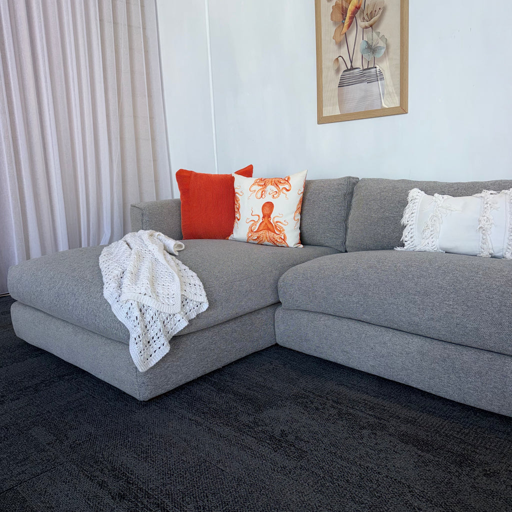 Long Island 5.5 Seater Cotton Filled Couch with Chaise – Cloud Comfort