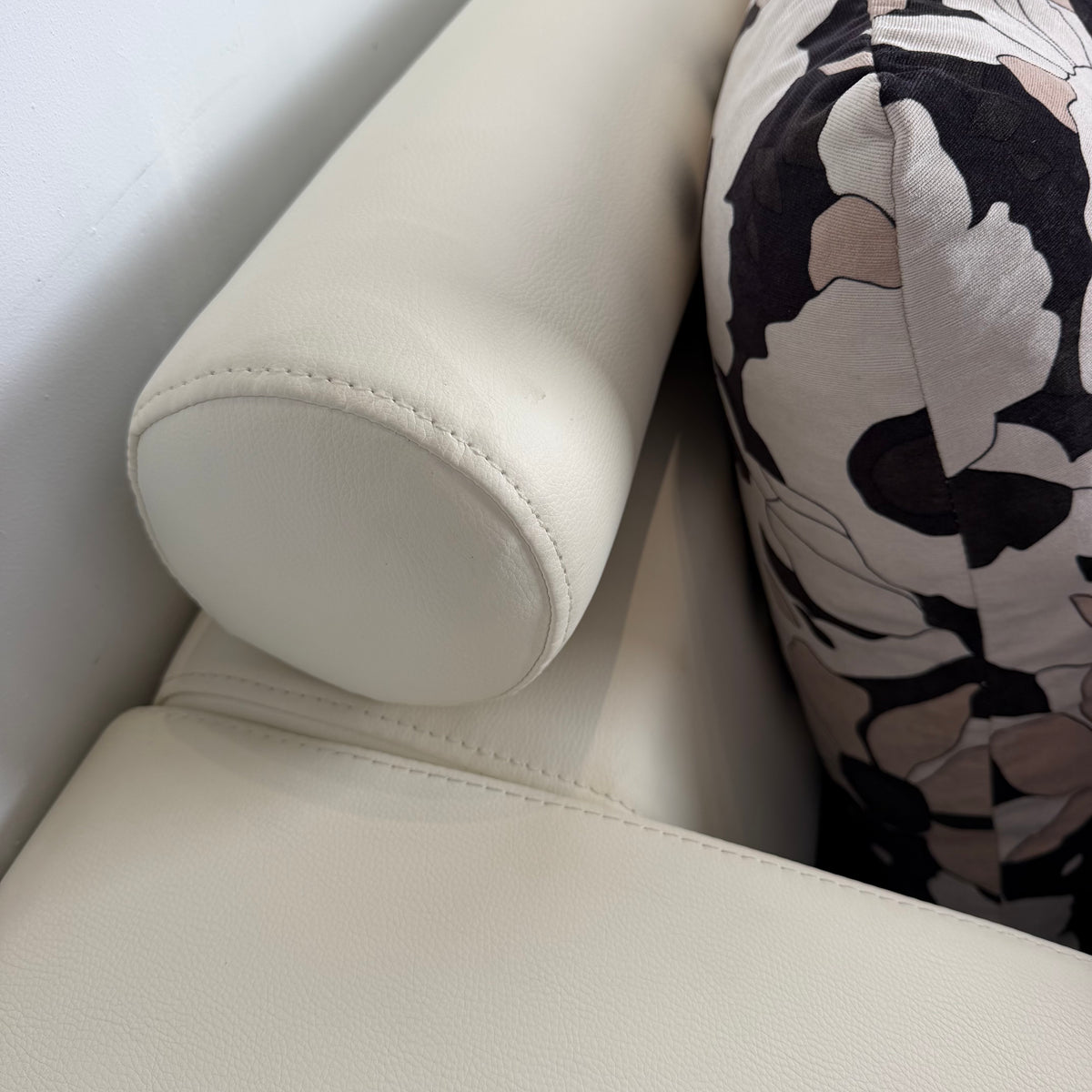 Designer Leather & Fabric Sofa with Chaise + Armchair
