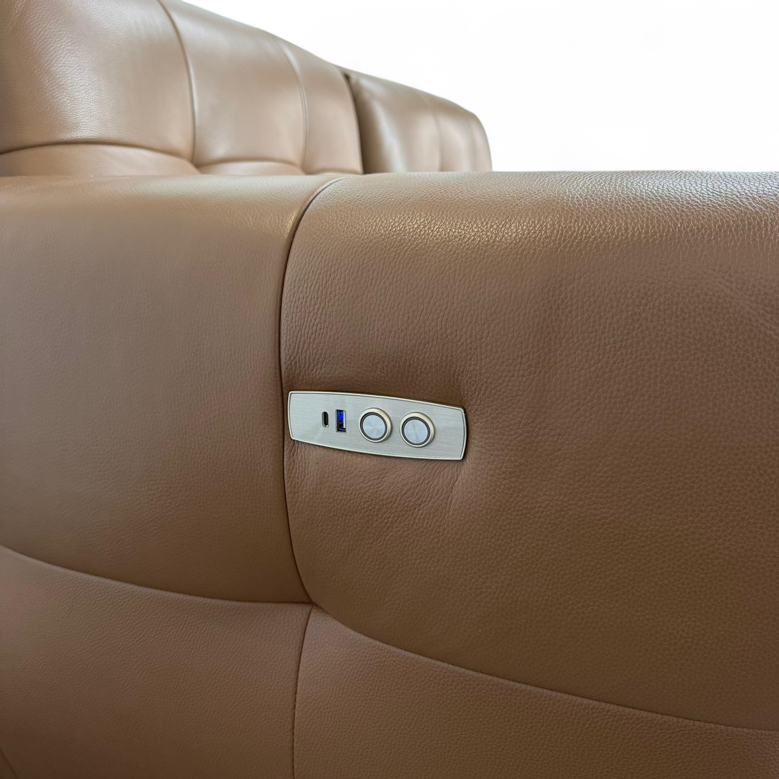 Celeste Recliner Sofa — Tan Leather 2 Seater