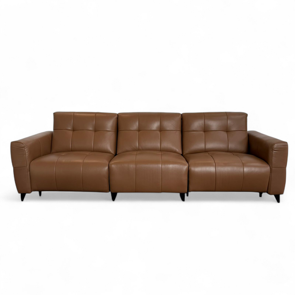 Celeste Recliner Sofa — Tan Leather 3 Seater
