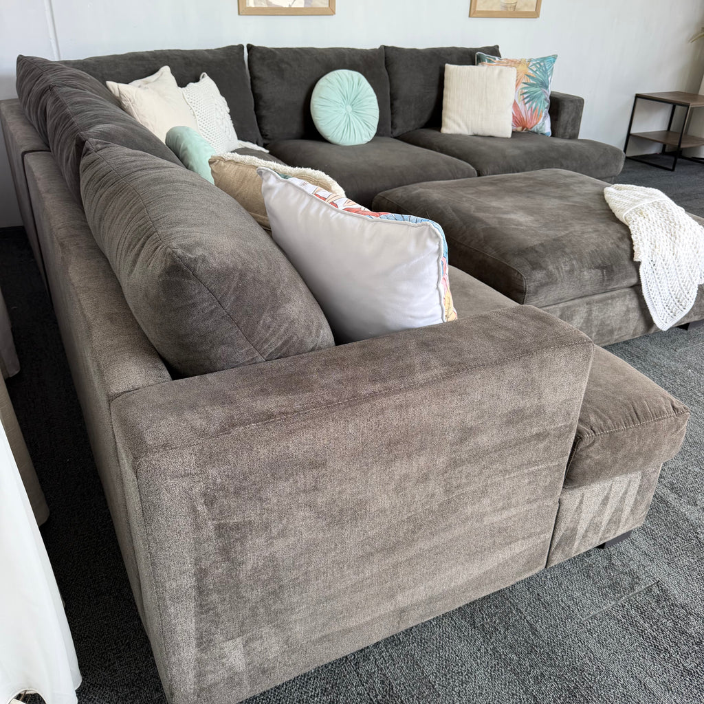 Harvey Norman 6 Seater Deep Corner Sofa with Ottoman