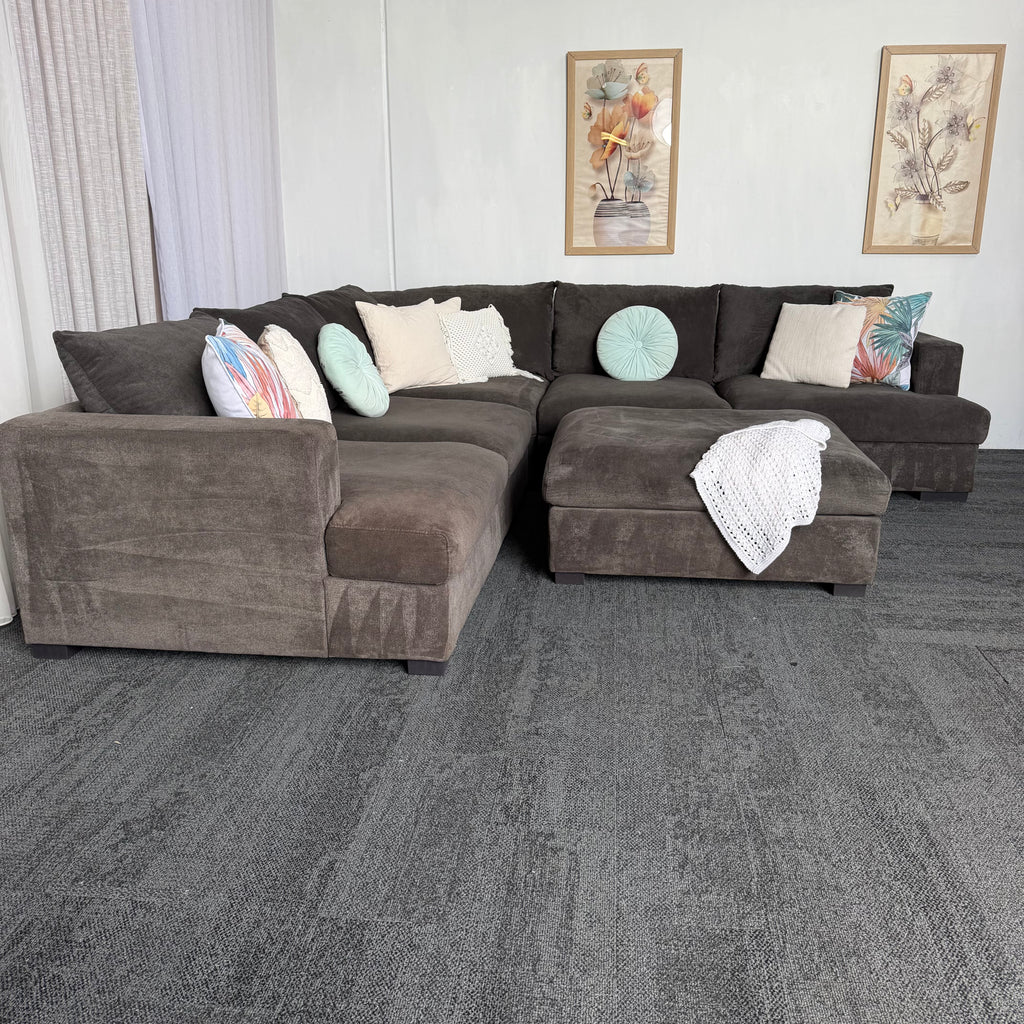 Harvey Norman 6 Seater Deep Corner Sofa with Ottoman