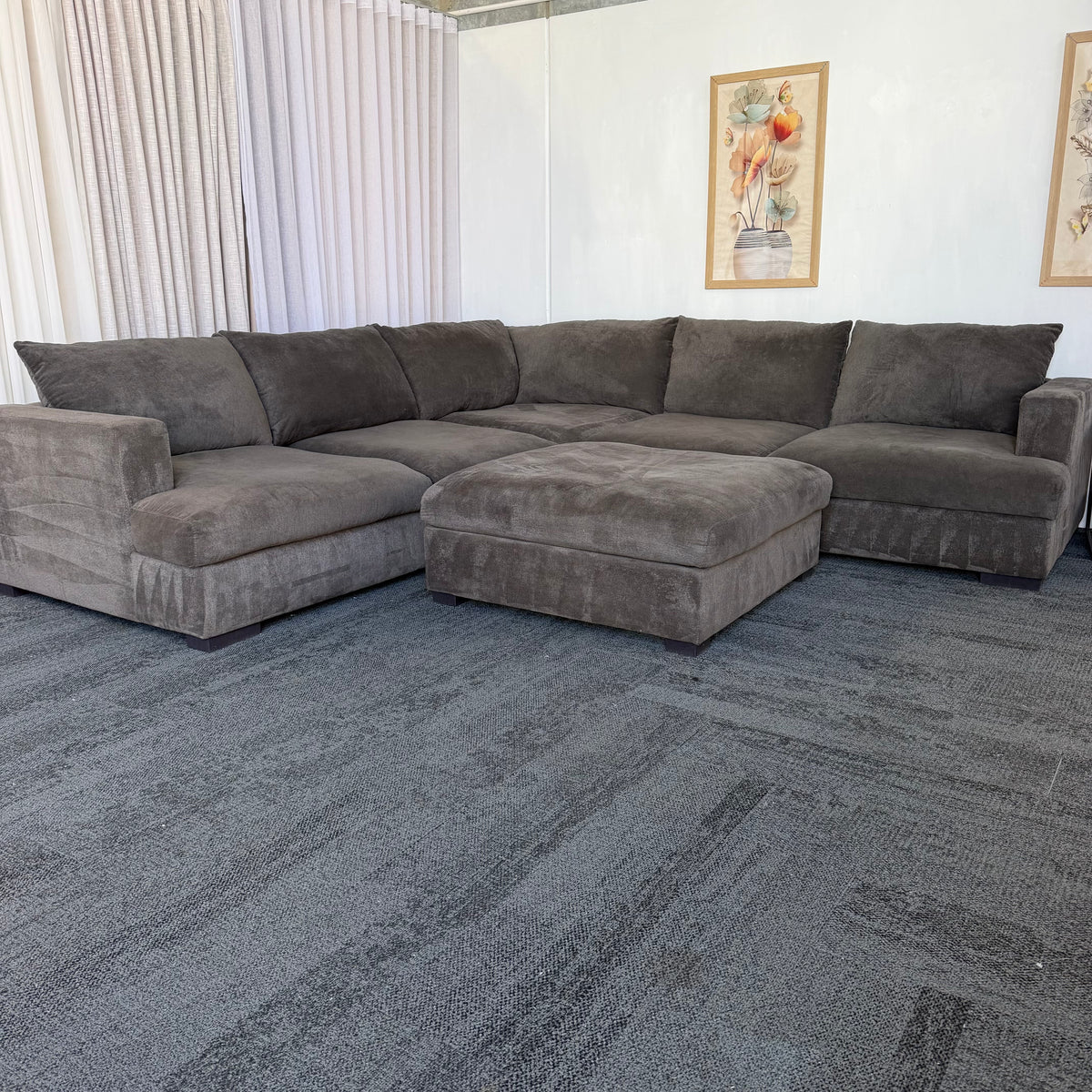 Harvey Norman 6 Seater Deep Corner Sofa with Ottoman