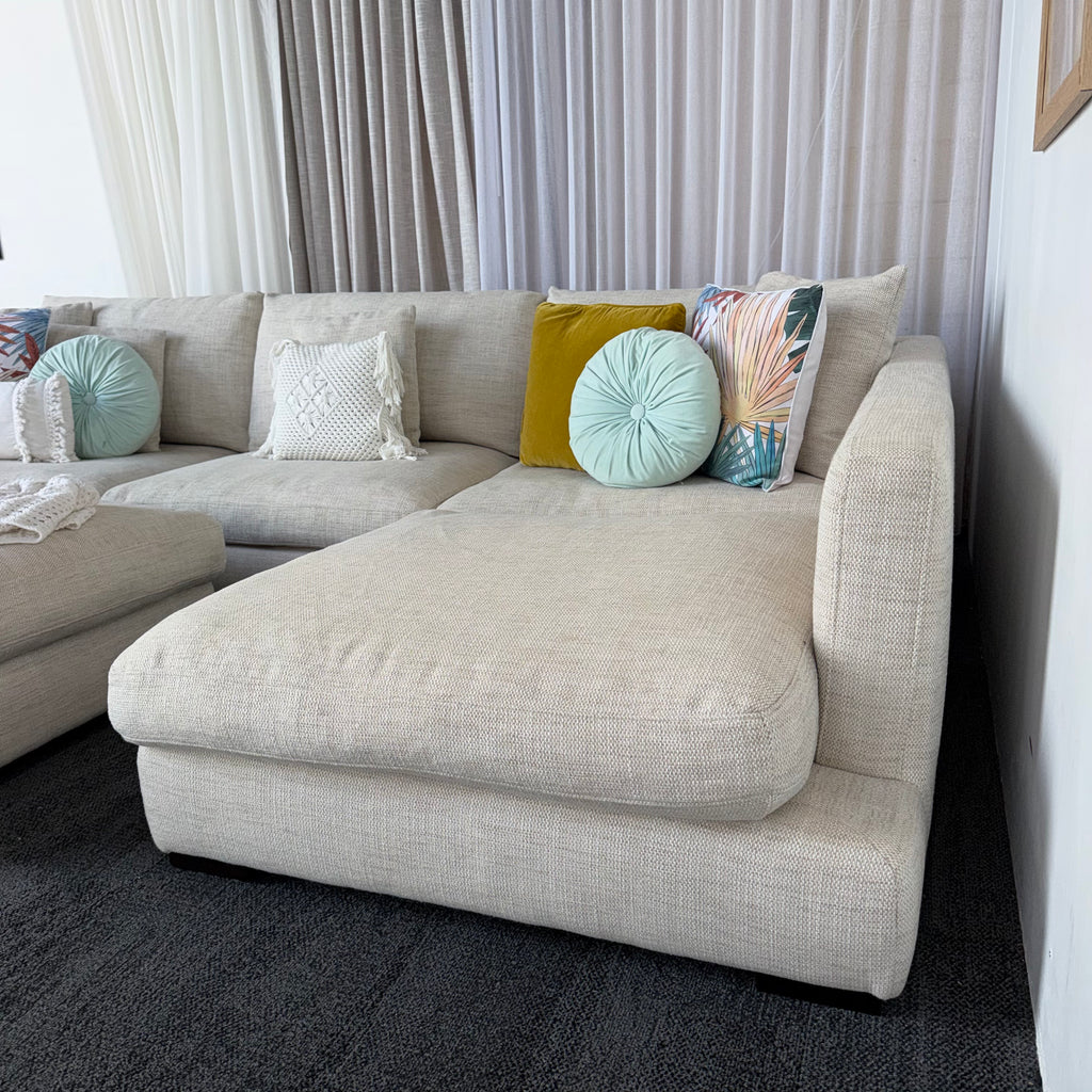 Freedom Long Island 5.5 Seater Feather-Filled Couch with Chaise & Ottoman