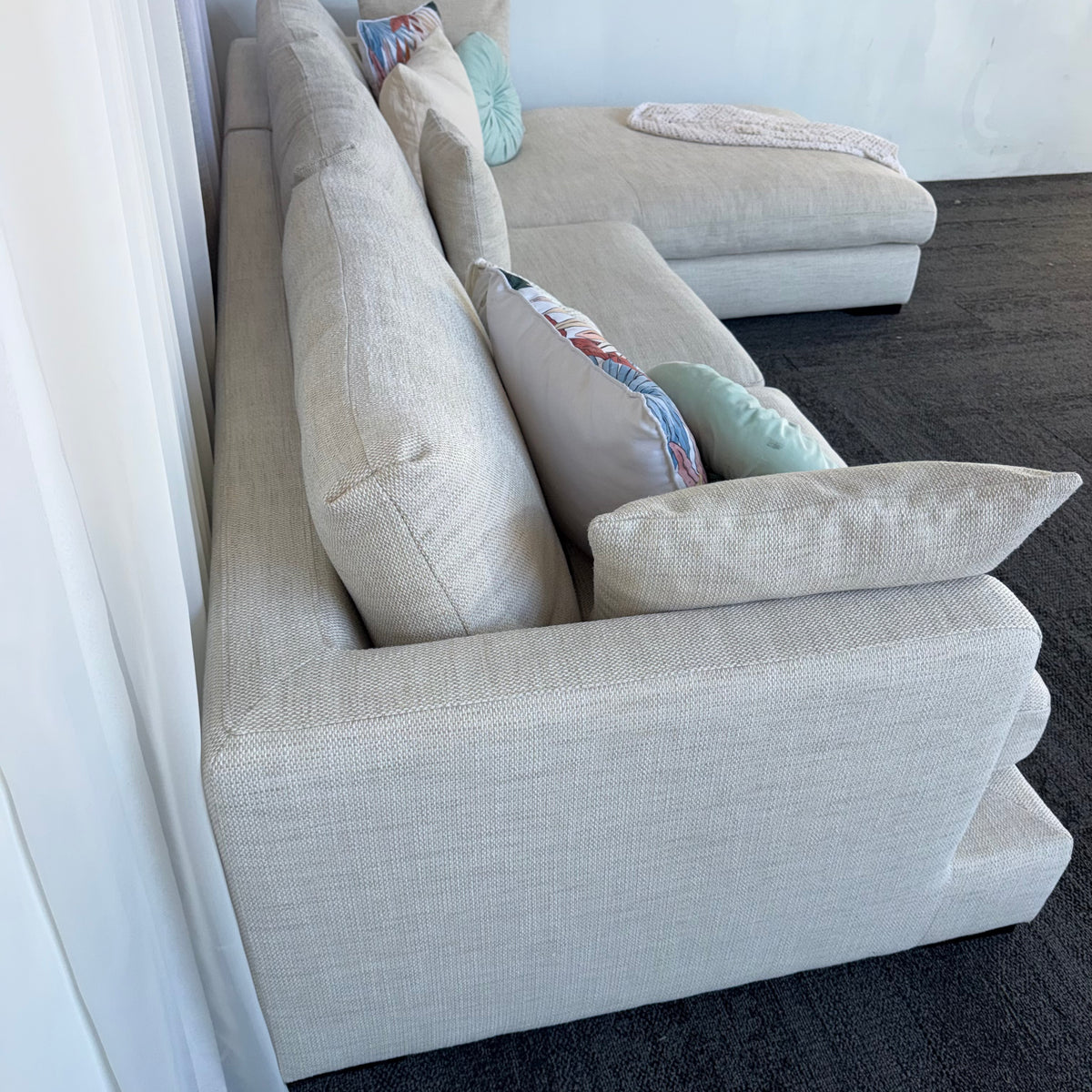 Freedom Hamilton 5.5 Seater Feather Filled Couch with Chaise