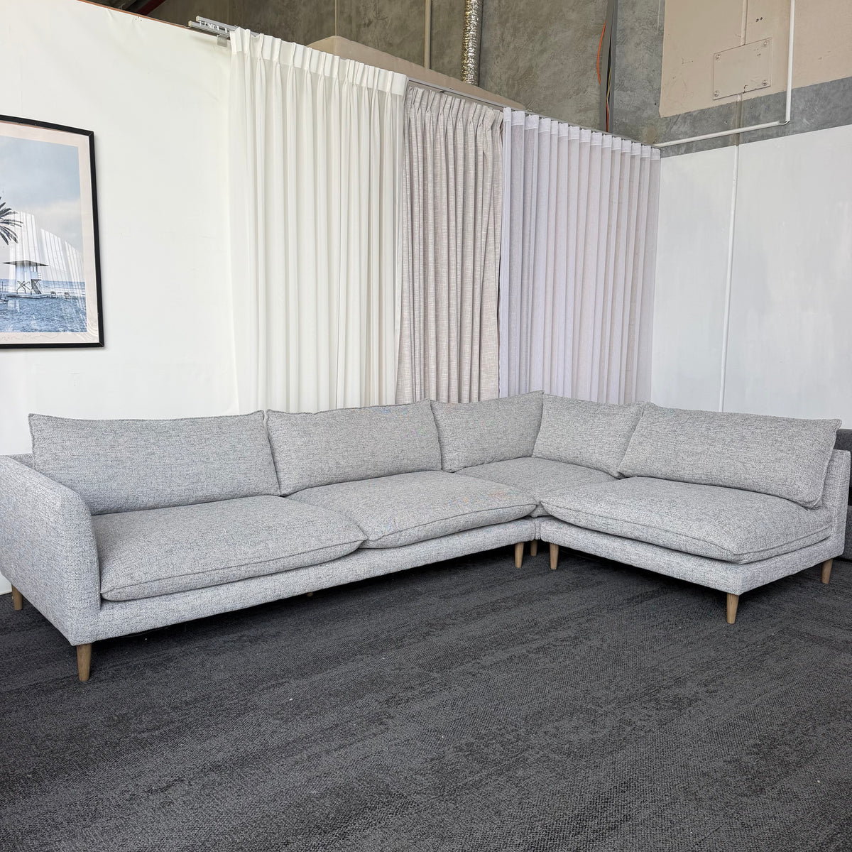 Nick Scali 4 Seater Feather Filled Couch – Right-Hand Chaise