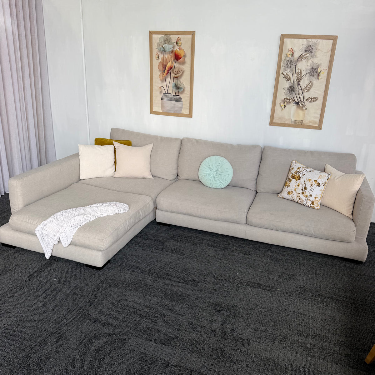 Freedom Long Island 5.5 Seater Feather Filled Couch with Chaise