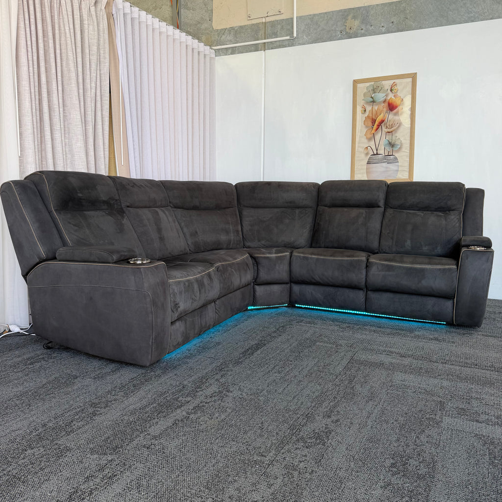 Modern Corner Lounge Suite – Electric Recliner with USB Charger