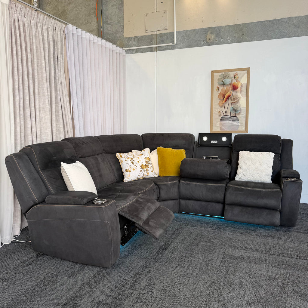 Modern Corner Lounge Suite – Electric Recliner with USB Charger
