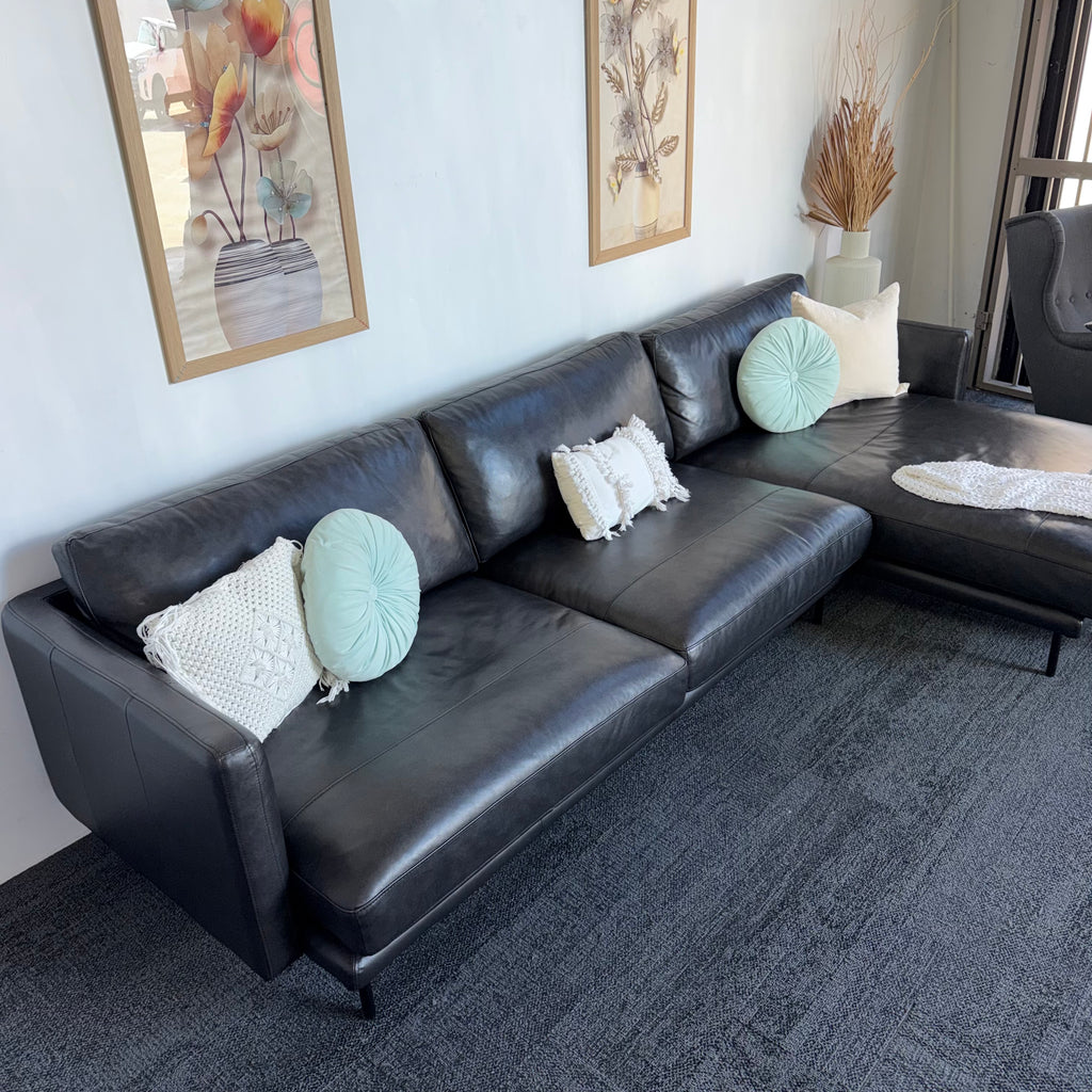 Furniture Gallery Brooklyn Genuine Leather 5.5 Seater Sofa with Chaise