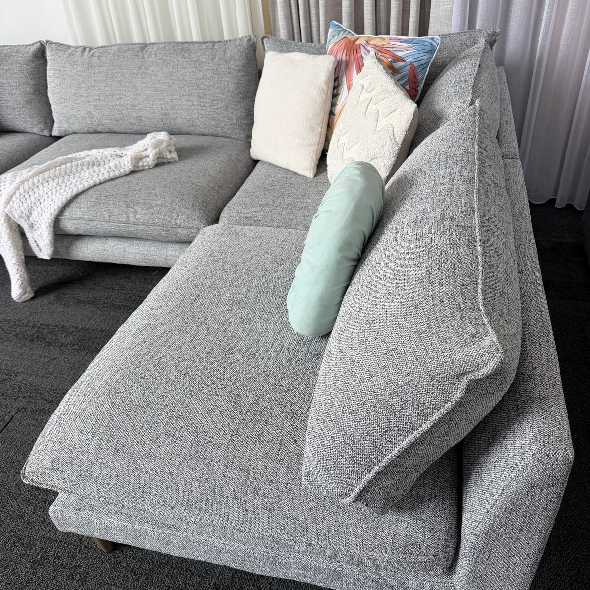 Nick Scali 4 Seater Feather Filled Couch – Right-Hand Chaise