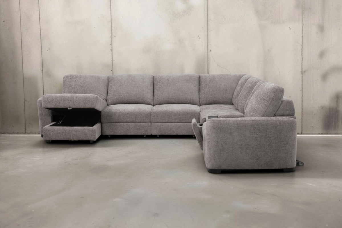Alto Collection — 7-Piece Power Modular Sofa with Storage Chaise