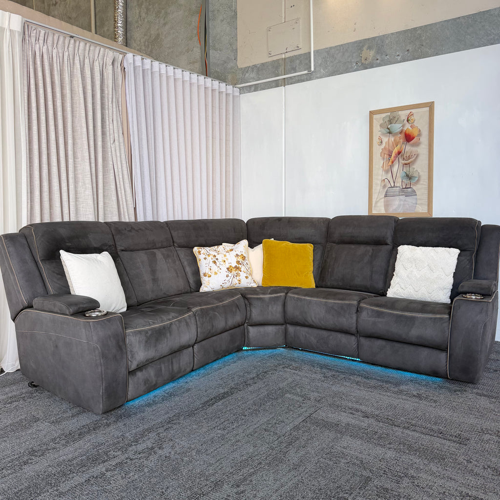 Modern Corner Lounge Suite – Electric Recliner with USB Charger